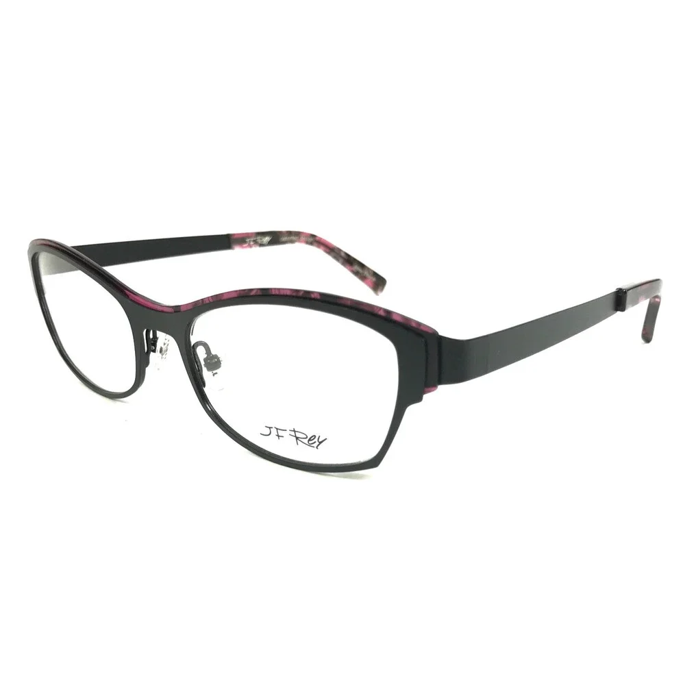 J.F. Rey Eyeglasses Frames JF2572 0080 Matte Black Pink Cat Eye 53-18-138